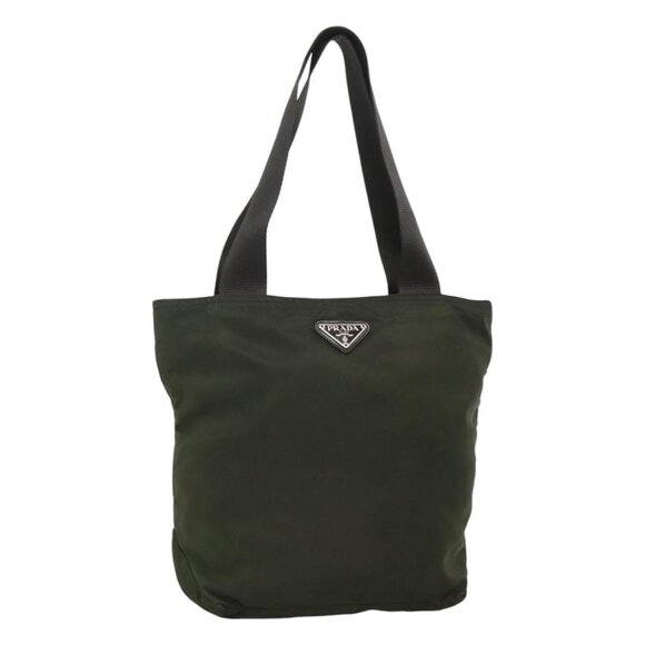 PRADA Tote Bag Nylon Khaki Silver Auth bs23051 - Picture 1 of 16